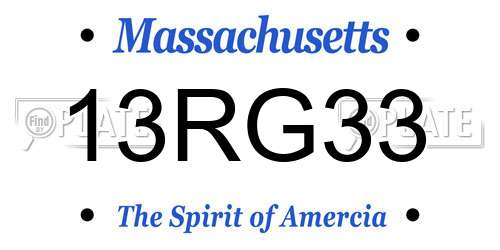 13RG33 Massachusetts License Plate
