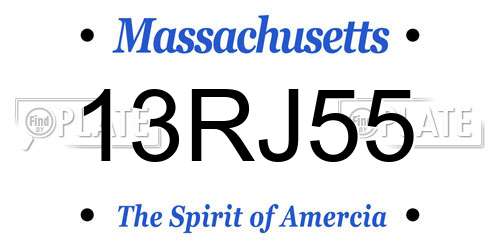 13RJ55 Massachusetts License Plate