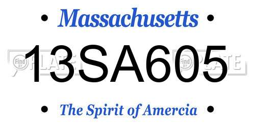 13SA605 Massachusetts License Plate