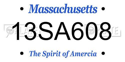 13SA608 Massachusetts License Plate
