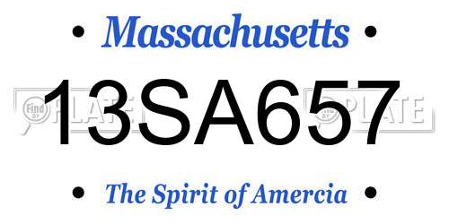 13SA657 Massachusetts License Plate