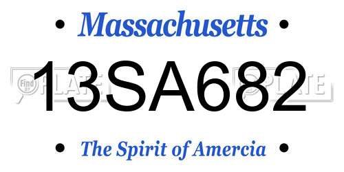 13SA682 Massachusetts License Plate