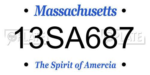 13SA687 Massachusetts License Plate