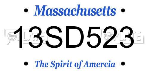 13SD523 Massachusetts License Plate