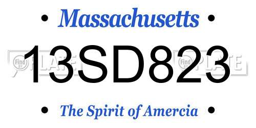 13SD823 Massachusetts License Plate