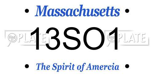 13SO1 Massachusetts License Plate