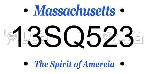 13SQ523 Massachusetts License Plate