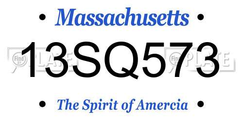 13SQ573 Massachusetts License Plate