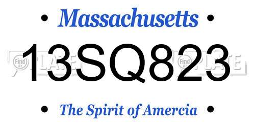13SQ823 Massachusetts License Plate
