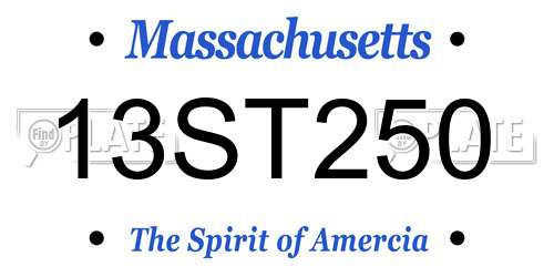 13ST250 Massachusetts License Plate