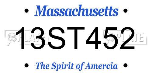 13ST452 Massachusetts License Plate