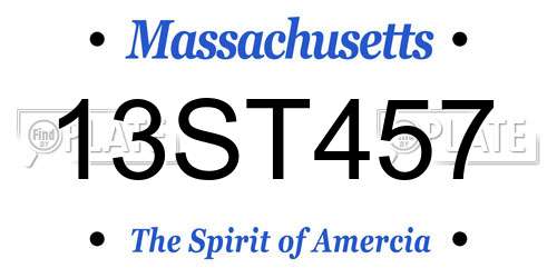 13ST457 Massachusetts License Plate