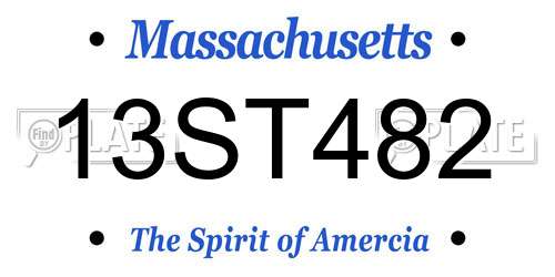 13ST482 Massachusetts License Plate