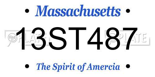 13ST487 Massachusetts License Plate