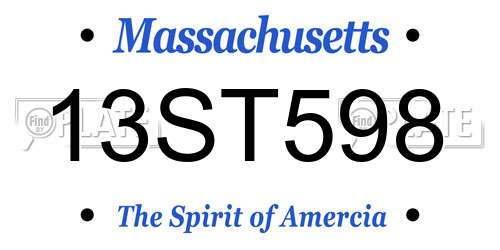 13ST598 Massachusetts License Plate