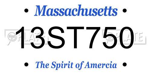 13ST750 Massachusetts License Plate