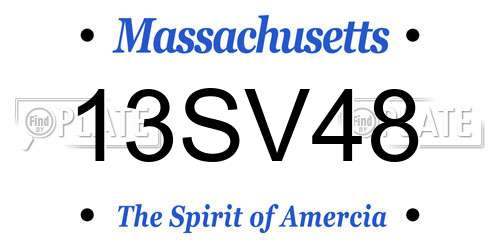 13SV48 Massachusetts License Plate