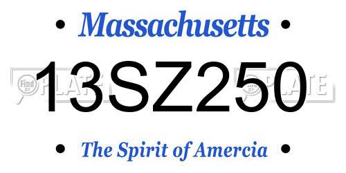 13SZ250 Massachusetts License Plate