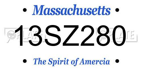 13SZ280 Massachusetts License Plate