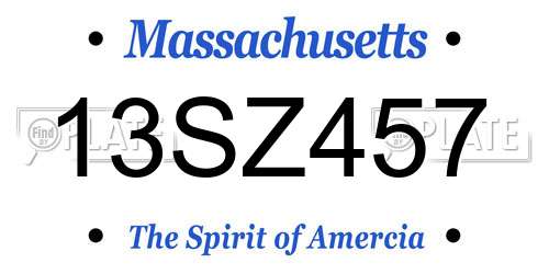 13SZ457 Massachusetts License Plate