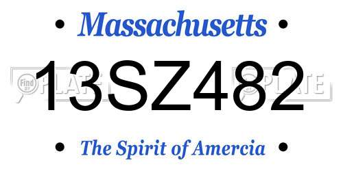 13SZ482 Massachusetts License Plate