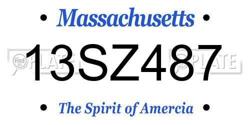 13SZ487 Massachusetts License Plate