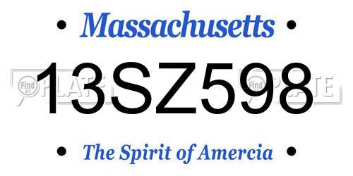 13SZ598 Massachusetts License Plate