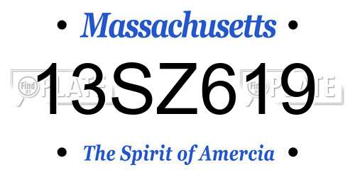 13SZ619 Massachusetts License Plate