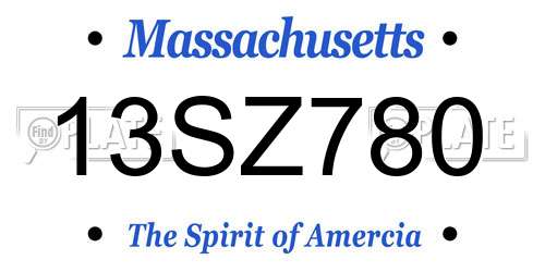 13SZ780 Massachusetts License Plate