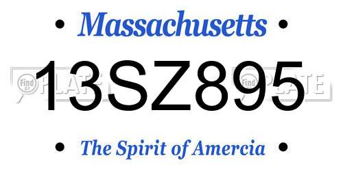 13SZ895 Massachusetts License Plate