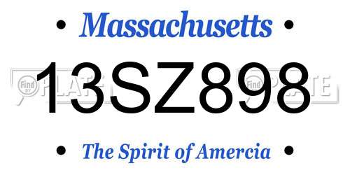 13SZ898 Massachusetts License Plate