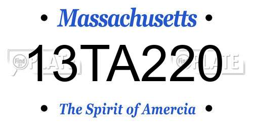 13TA220 Massachusetts License Plate