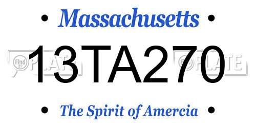 13TA270 Massachusetts License Plate
