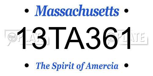 13TA361 Massachusetts License Plate