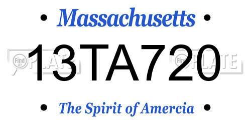 13TA720 Massachusetts License Plate