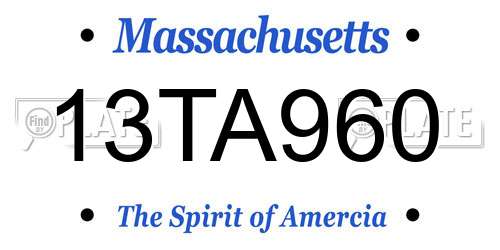 13TA960 Massachusetts License Plate