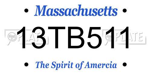 13TB511 Massachusetts License Plate