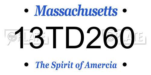 13TD260 Massachusetts License Plate