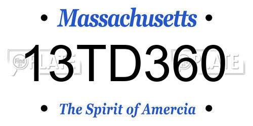 13TD360 Massachusetts License Plate