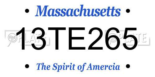 13TE265 Massachusetts License Plate