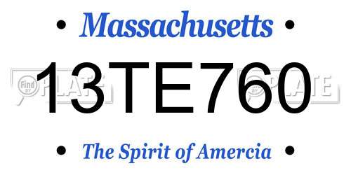 13TE760 Massachusetts License Plate