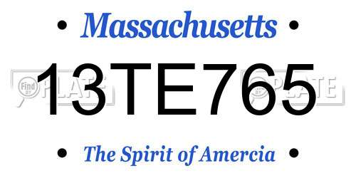 13TE765 Massachusetts License Plate