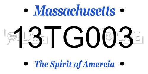 13TG003 Massachusetts License Plate