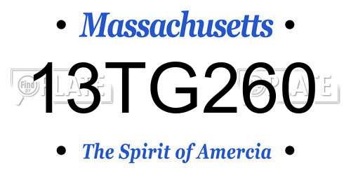 13TG260 Massachusetts License Plate