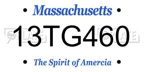 13TG460 Massachusetts License Plate