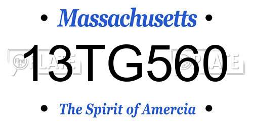 13TG560 Massachusetts License Plate