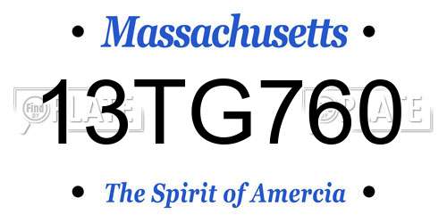 13TG760 Massachusetts License Plate