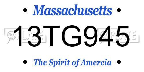 13TG945 Massachusetts License Plate