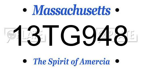 13TG948 Massachusetts License Plate
