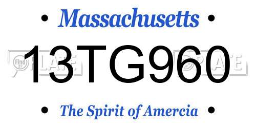 13TG960 Massachusetts License Plate